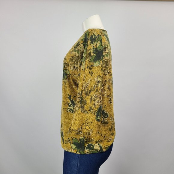 Angela Yellow Flower Knit Top Size M - Picture 5 of 11
